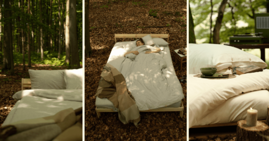 drei Fotos von Betten in der Natur, wie du besser schlafen kannst